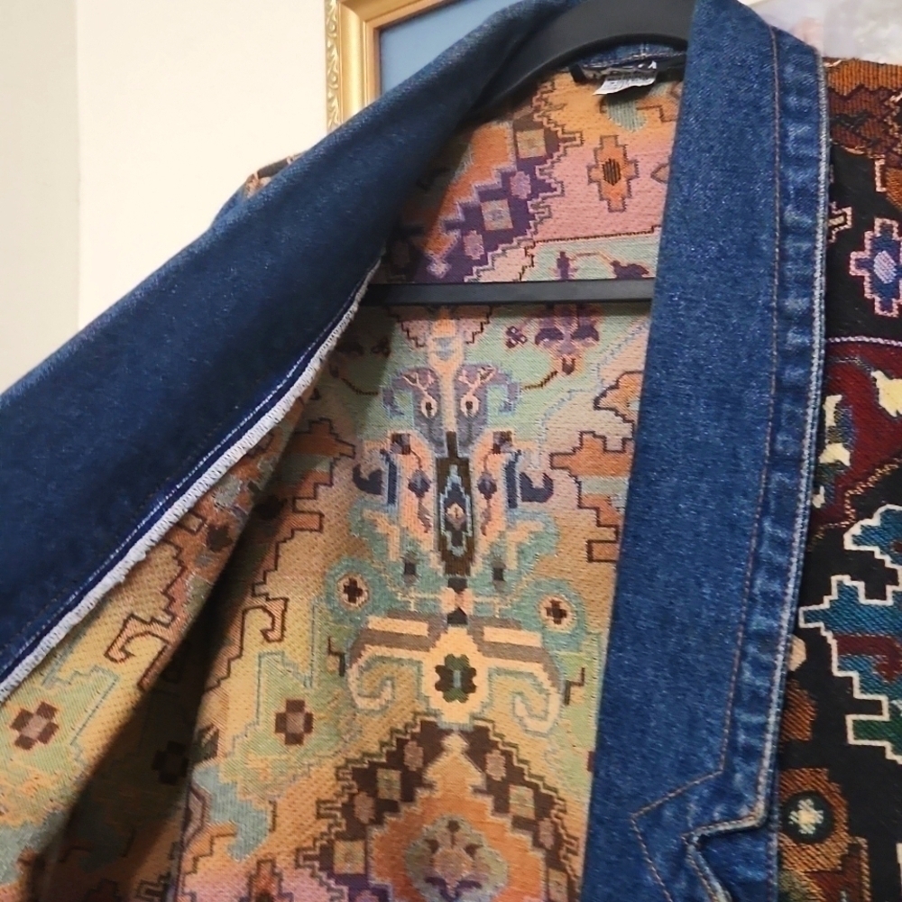 Rare Small-Large Oversized Tapestry Denim Vintage Jacket Y2K Bode Grandmacore - Picture 7 of 15